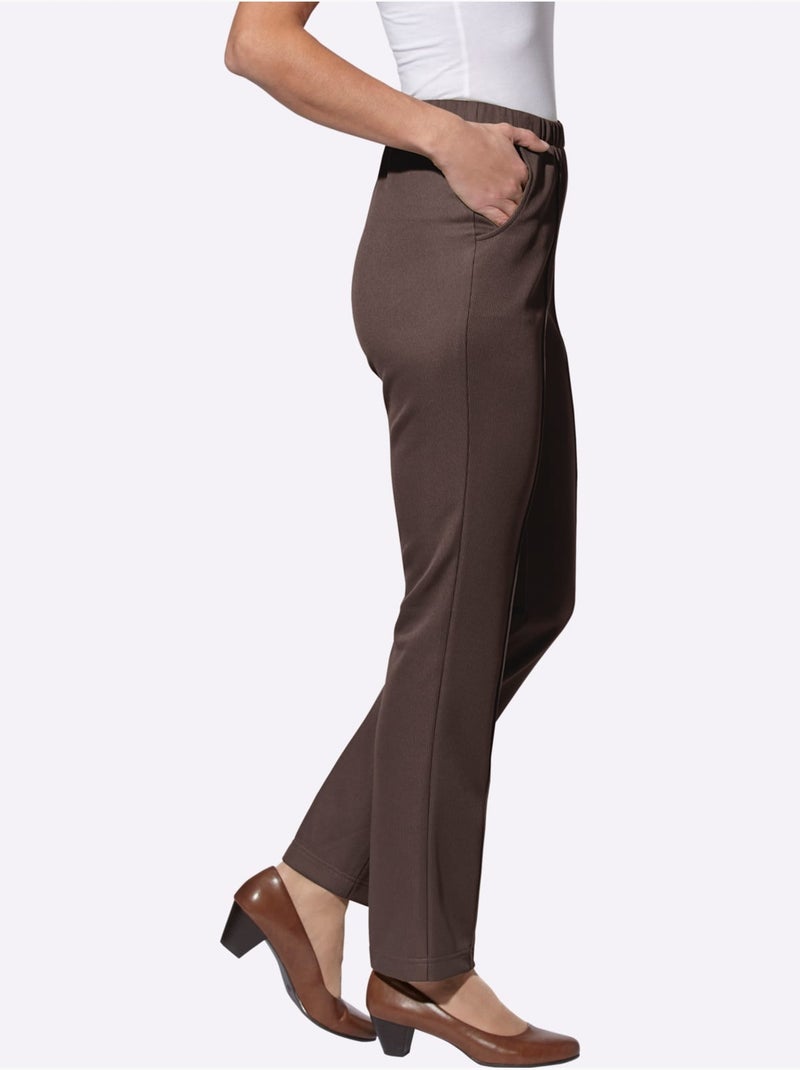 Pantalon en jersey qualité jersey côtelée facile à entretenir - taille standard - witt Marron/Choco - Kiabi