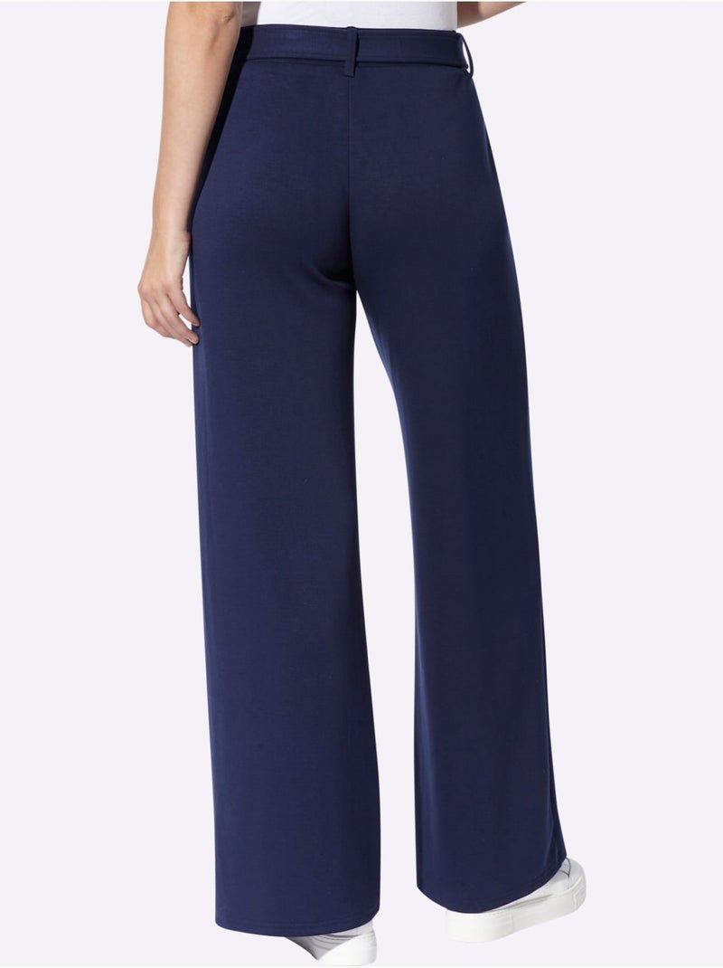 Pantalon en jersey qualité jersey extensible, souple et confortable - taille standard - helline Bleu marine - Kiabi