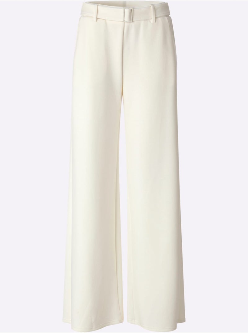 Pantalon en jersey qualité jersey extensible, souple et confortable - taille standard - helline Ecru - Kiabi