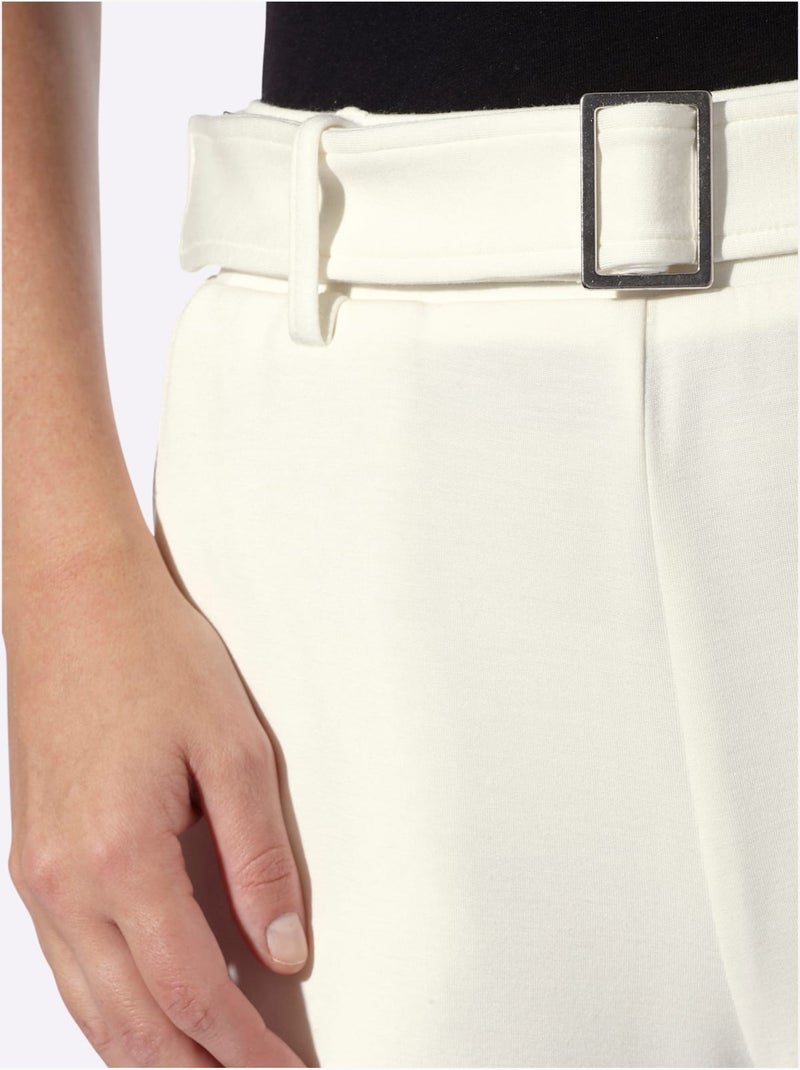 Pantalon en jersey qualité jersey extensible, souple et confortable - taille standard - helline Ecru - Kiabi