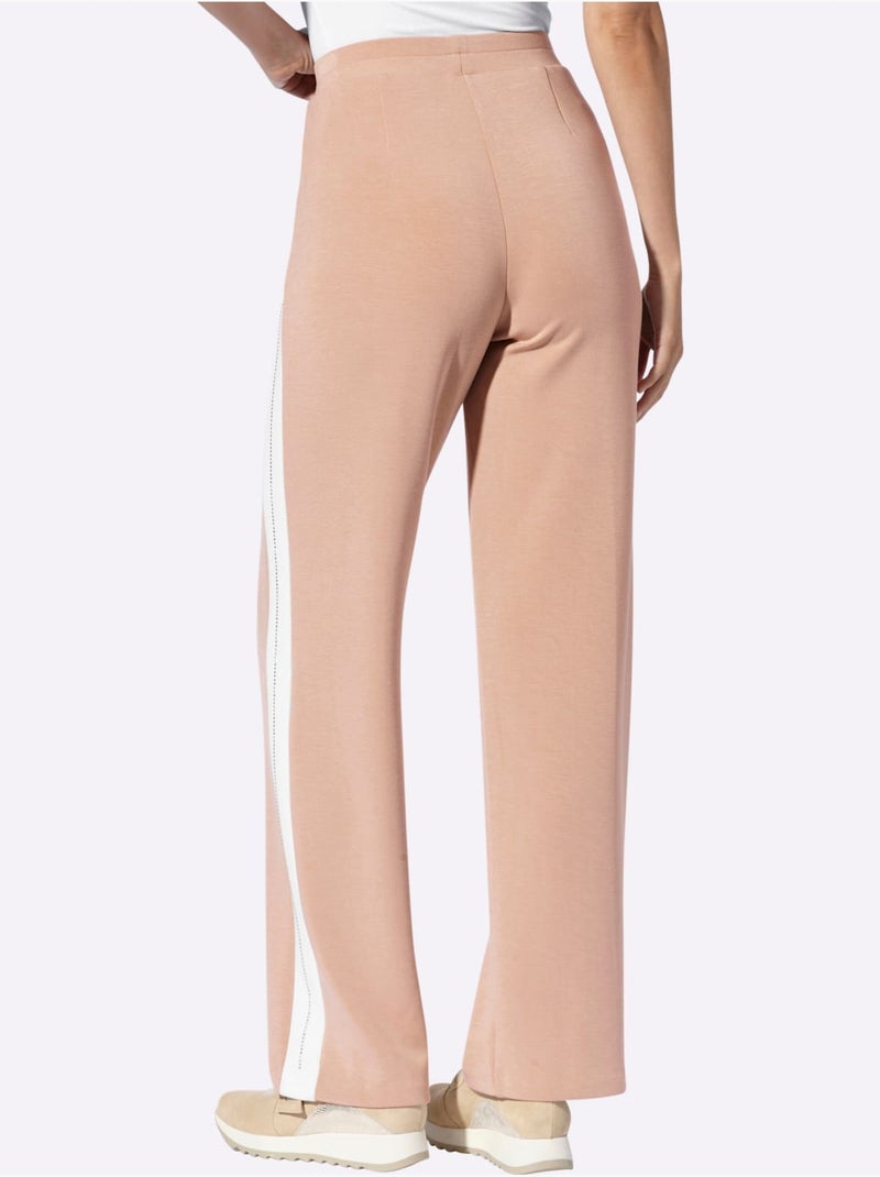 Pantalon En Jersey Rayures Galon - Taille Standard - helline Beige - Kiabi