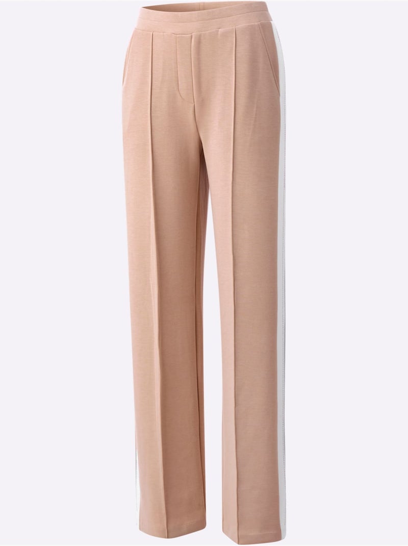 Pantalon En Jersey Rayures Galon - Taille Standard - helline Beige - Kiabi