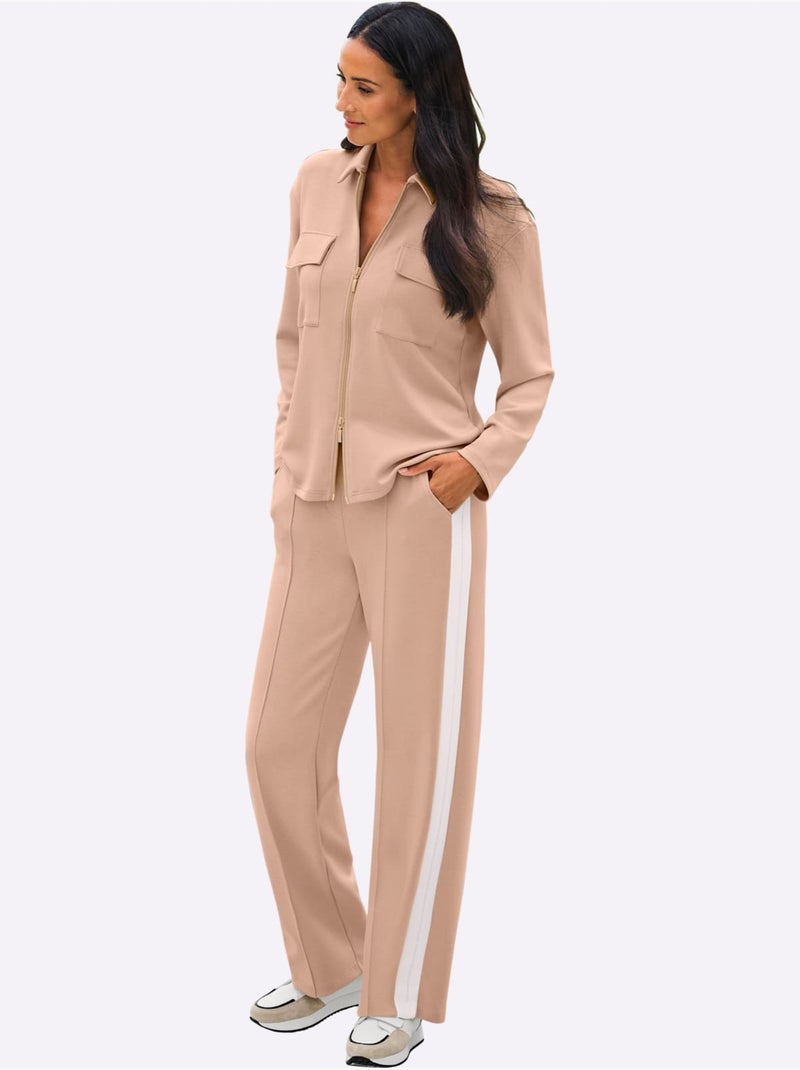 Pantalon En Jersey Rayures Galon - Taille Standard - helline Beige - Kiabi