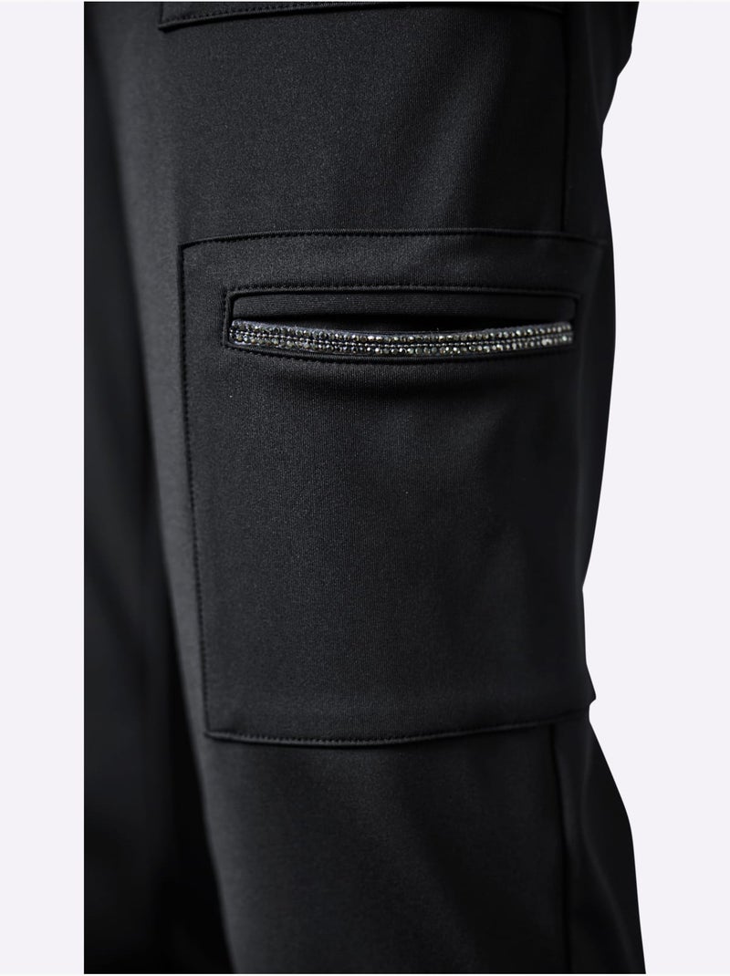 Pantalon en jersey style jogging tendance - taille standard - helline Noir - Kiabi