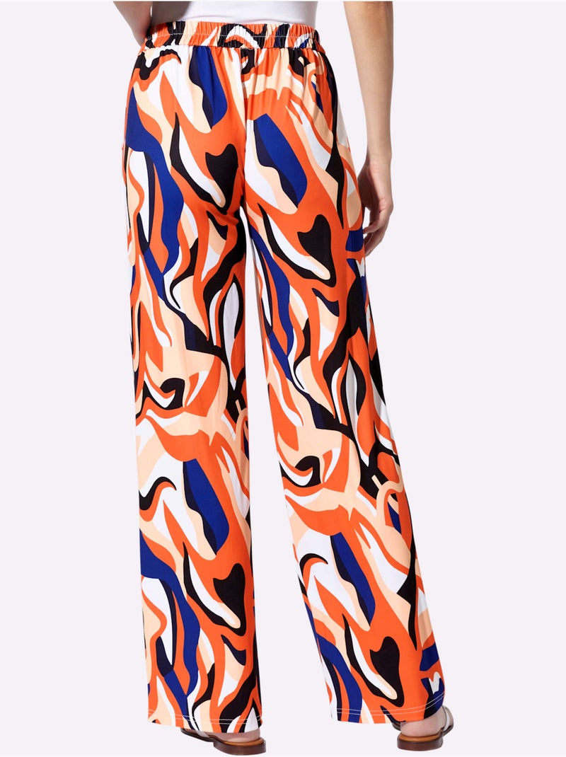 Pantalon En Jersey Superbe Motif Graphique - Taille Standard - Helline Bleu Orange - Kiabi