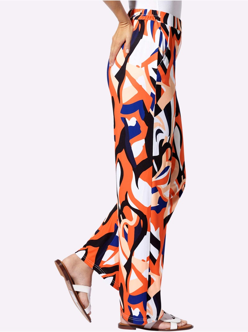 Pantalon En Jersey Superbe Motif Graphique - Taille Standard - Helline Bleu Orange - Kiabi