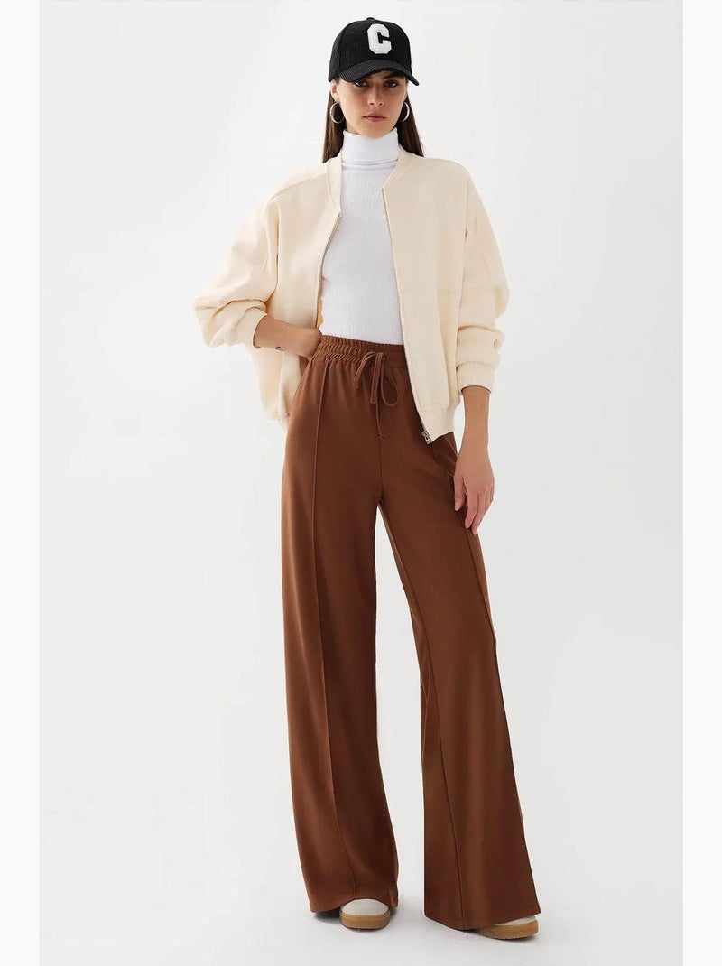 Pantalon en jersey taille élastique jambes larges hiccup Marron - Kiabi