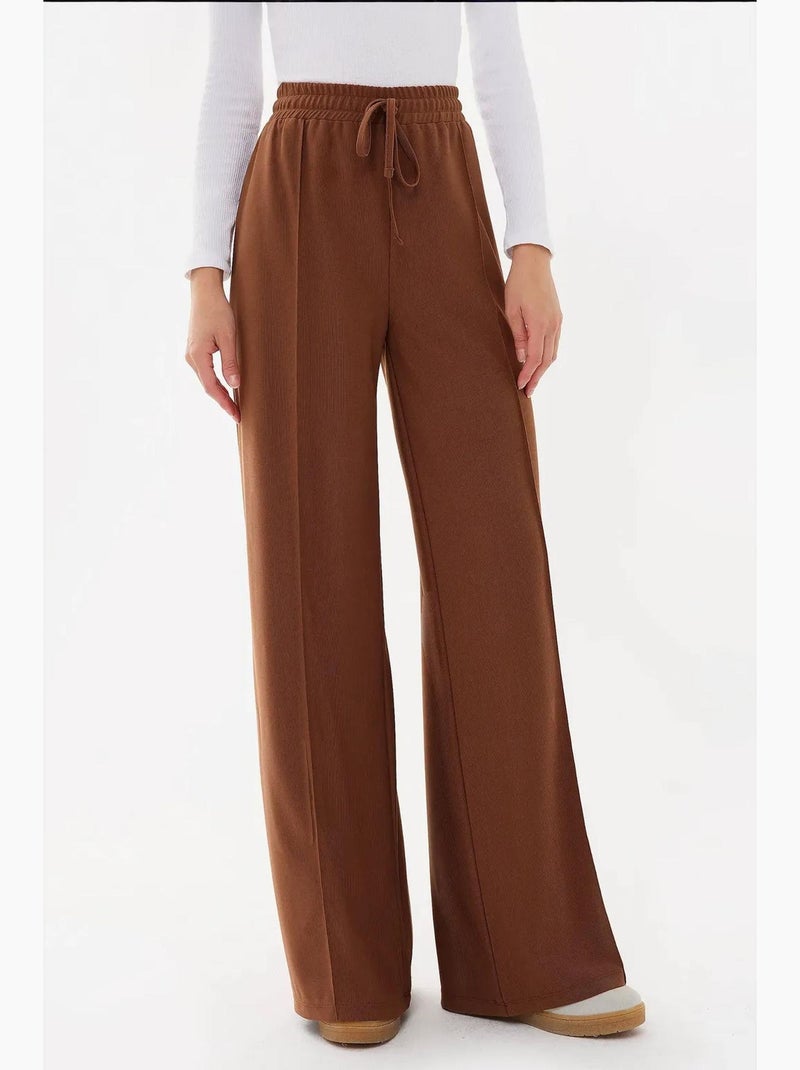 Pantalon en jersey taille élastique jambes larges hiccup Marron - Kiabi