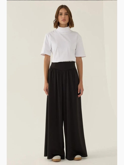 Pantalon en jersey taille haute jambes larges plissées hiccup - Kiabi