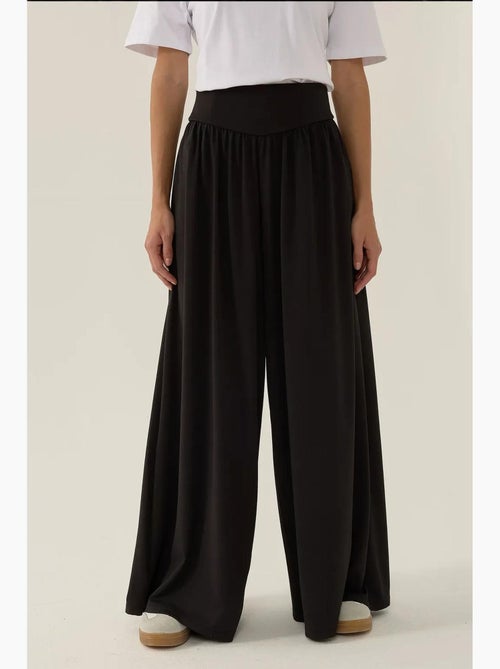 Pantalon en jersey taille haute jambes larges plissées hiccup - Kiabi