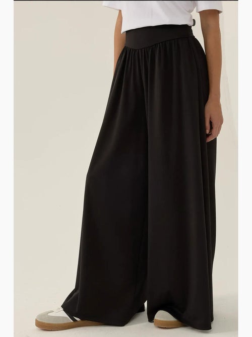 Pantalon en jersey taille haute jambes larges plissées hiccup - Kiabi