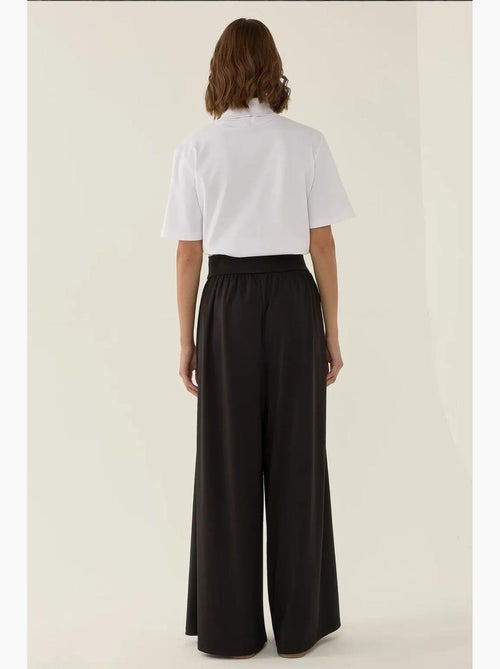 Pantalon en jersey taille haute jambes larges plissées hiccup - Kiabi