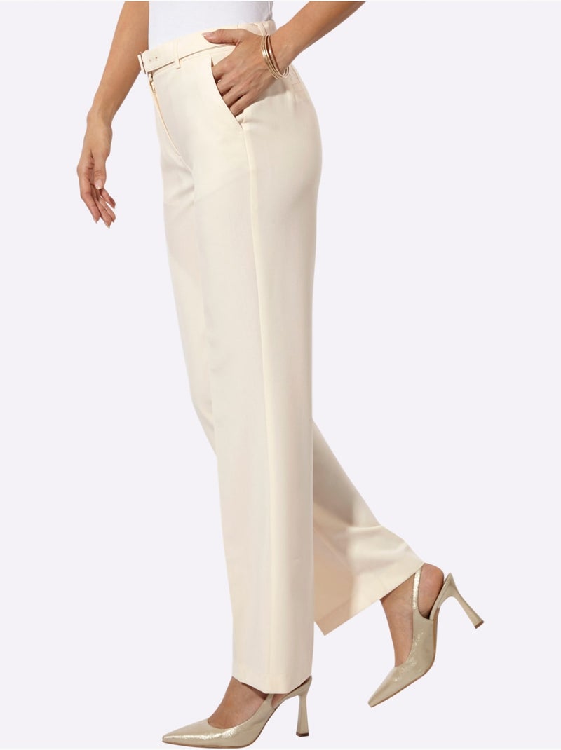 Pantalon en laine agréable et chaud - taille standard - helline Ivoire - Kiabi