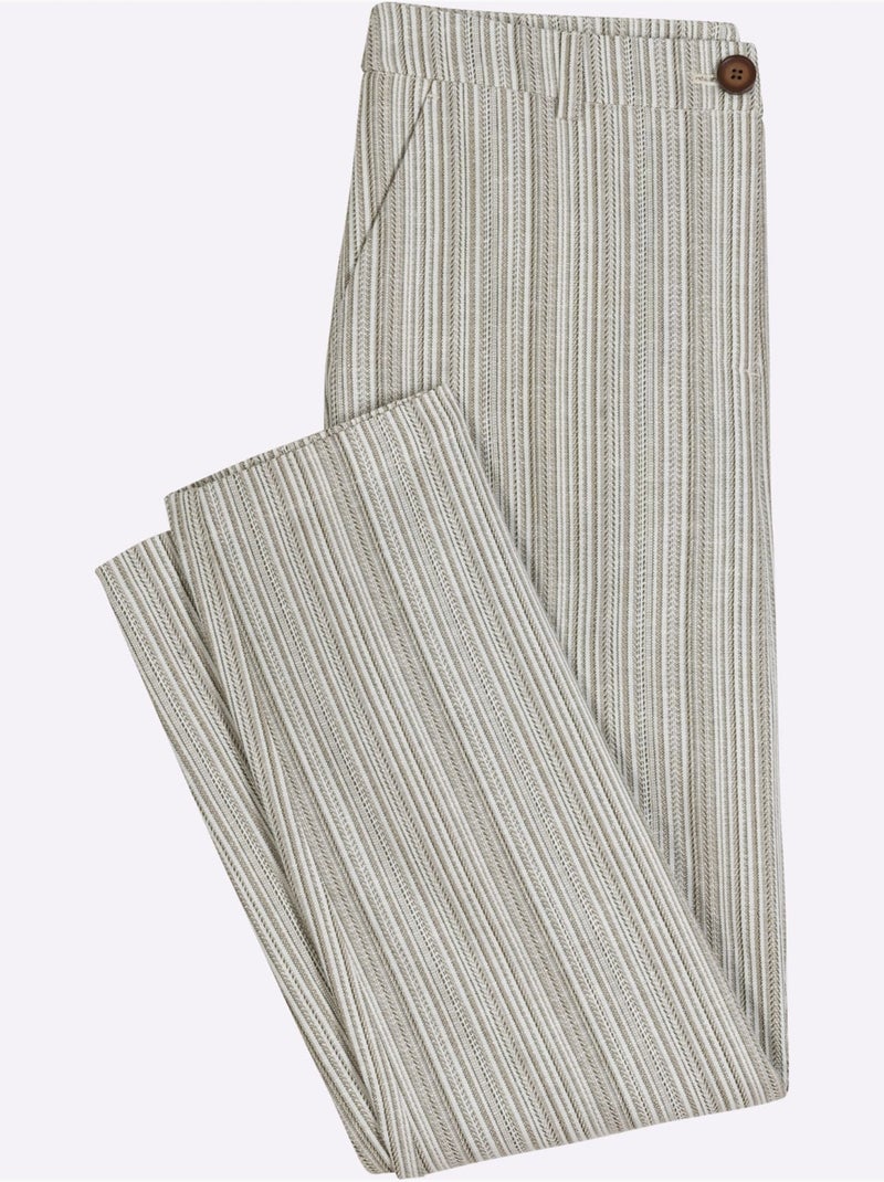 Pantalon En Lin 20% Lin - Taille Courte - Witt Blanc Kaki - Kiabi