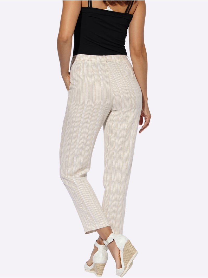 Pantalon En Lin 20% Lin - Taille Standard - Witt Blanc Beige - Kiabi
