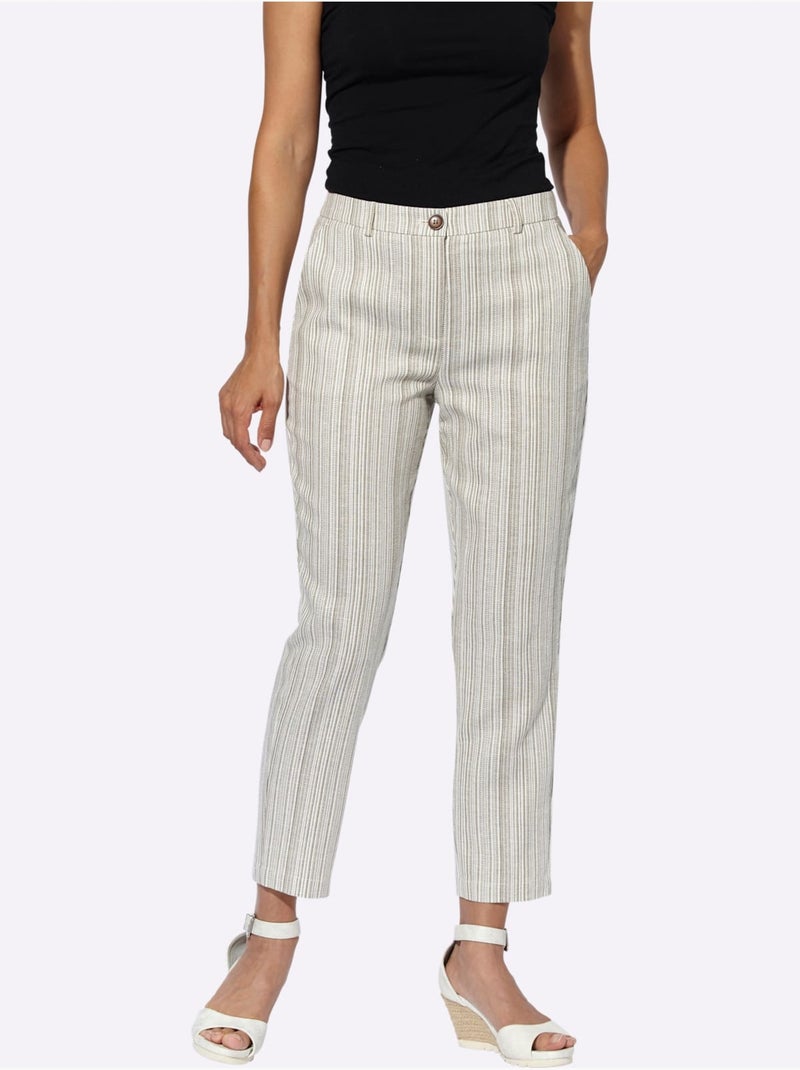 Pantalon En Lin 20% Lin - Taille Standard - Witt Blanc Kaki - Kiabi