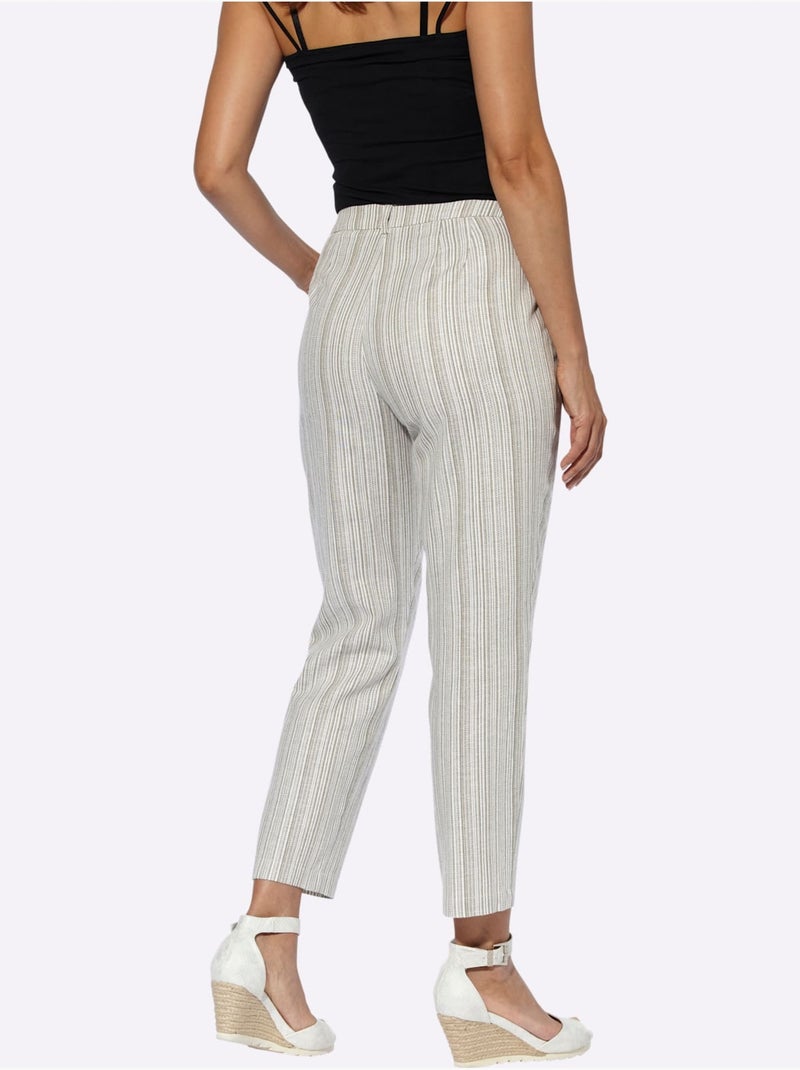 Pantalon En Lin 20% Lin - Taille Standard - Witt Blanc Kaki - Kiabi