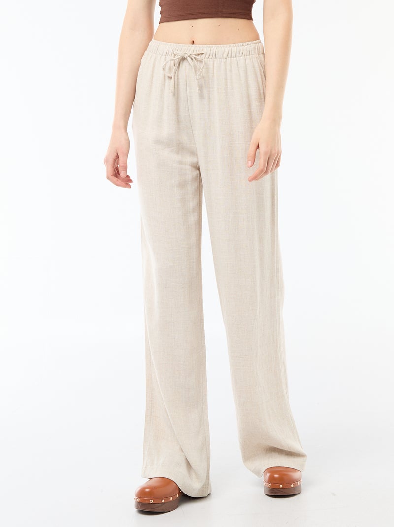 Pantalon en lin avec 2 poches Beige - Kiabi