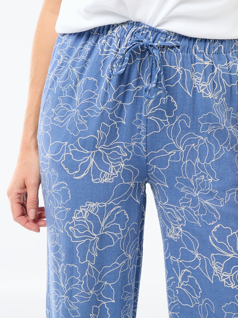Pantalon en lin avec 2 poches Bleu - Kiabi