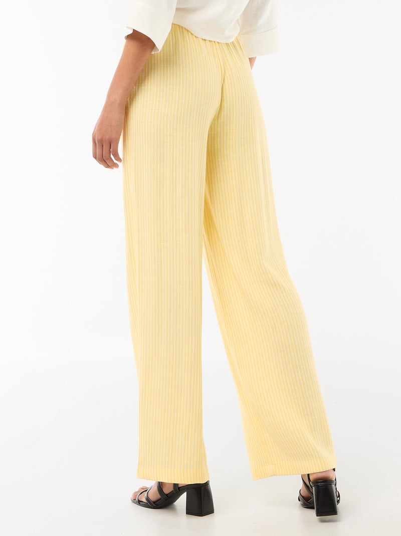 Pantalon en lin avec 2 poches Jaune - Kiabi