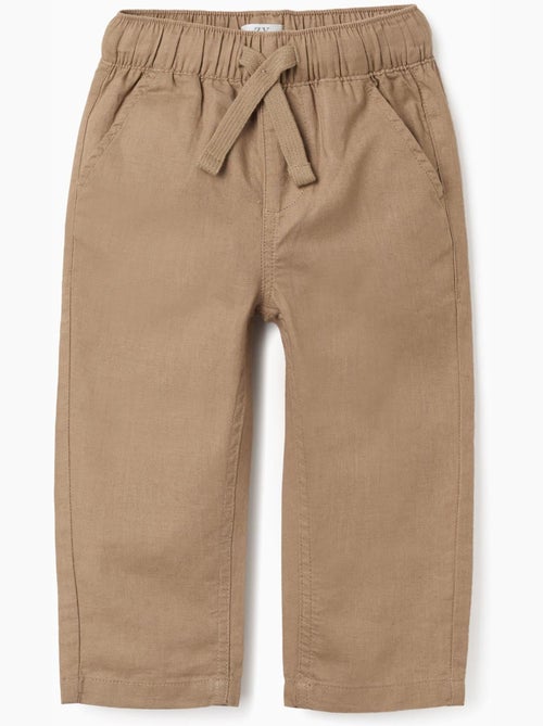 Pantalon en lin avec cordon de serrage - Kiabi