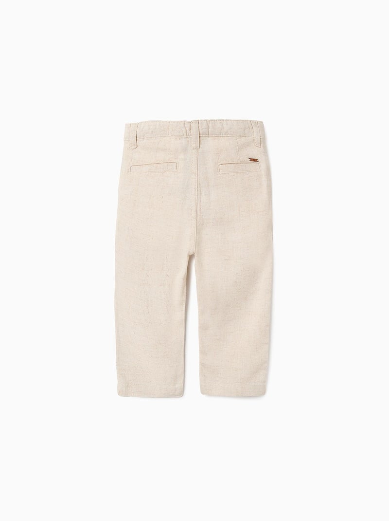 Pantalon en Lin Beige - Kiabi