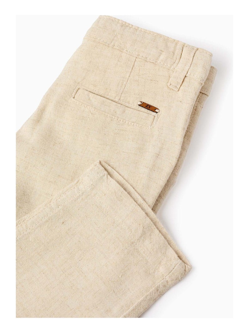 Pantalon en Lin Beige - Kiabi