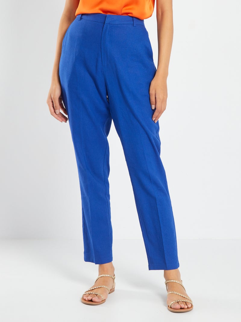 Pantalon en lin Bleu - Kiabi