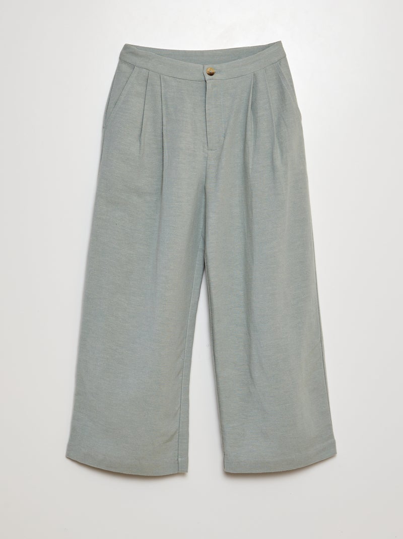 Pantalon en lin bleu - Kiabi