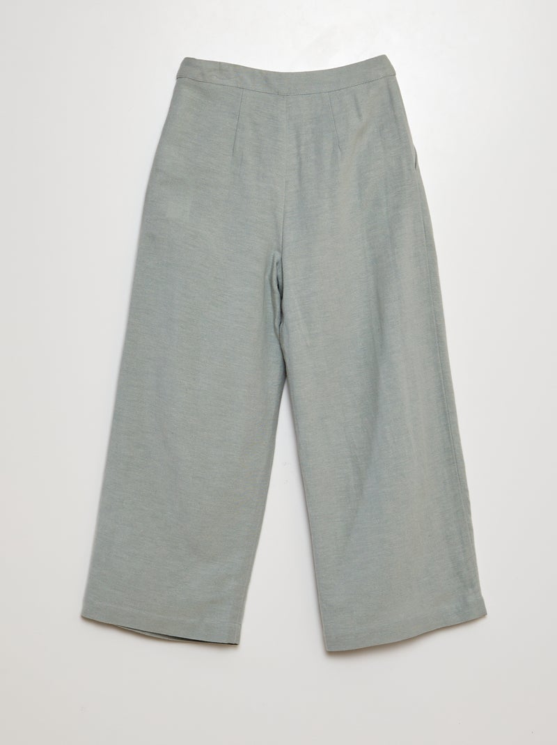 Pantalon en lin bleu - Kiabi
