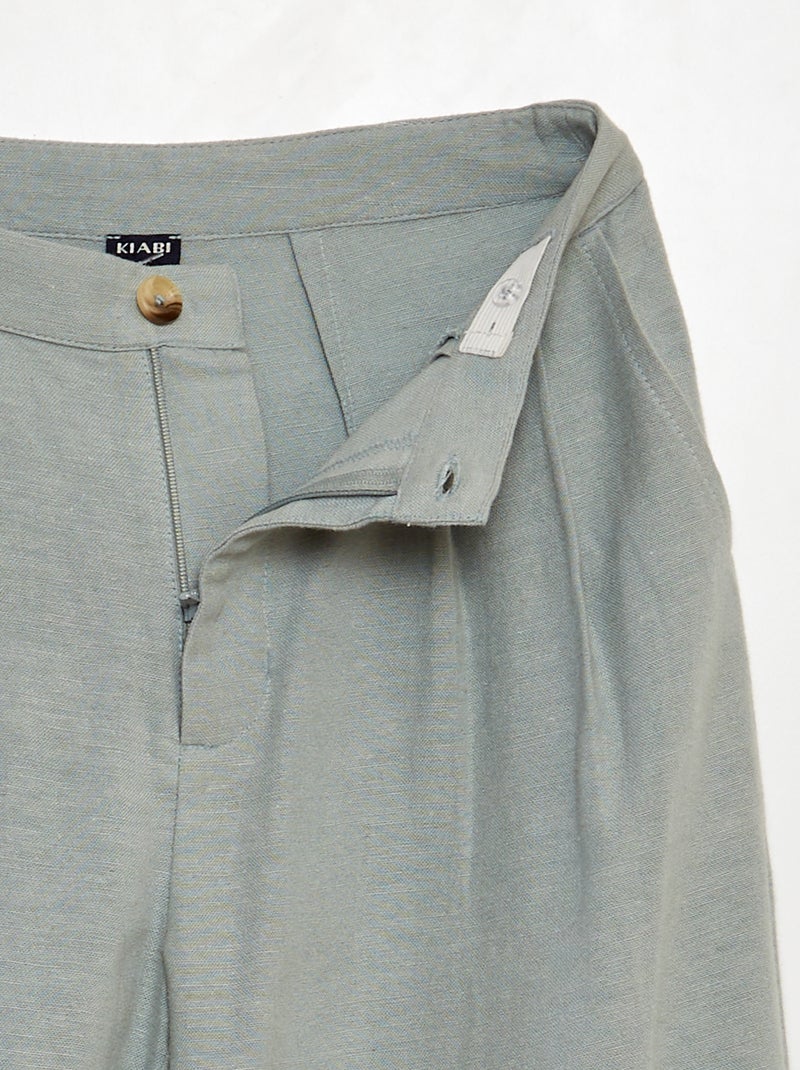Pantalon en lin bleu - Kiabi