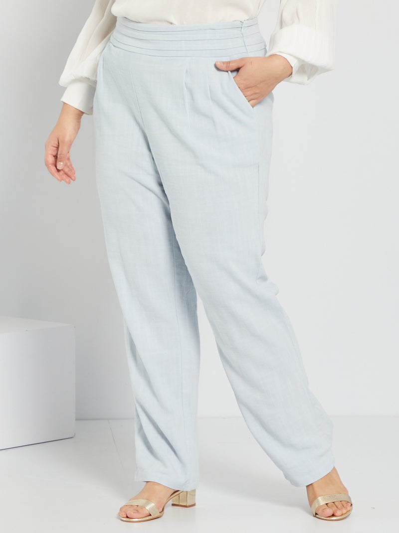Pantalon en lin Bleu - Kiabi