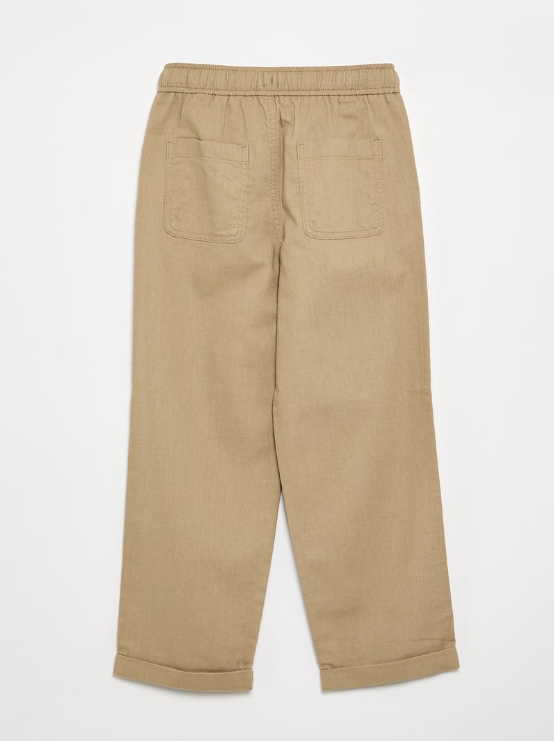 Pantalon en lin et coton Beige - Kiabi