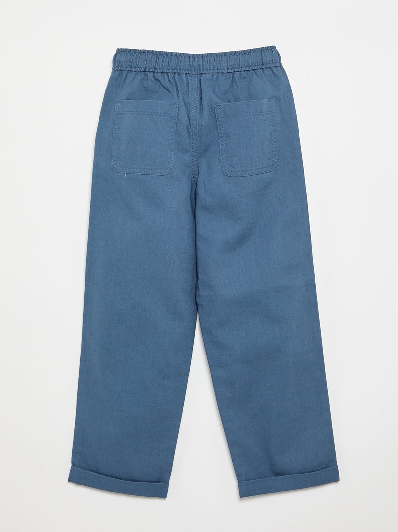 Pantalon en lin et coton Bleu - Kiabi