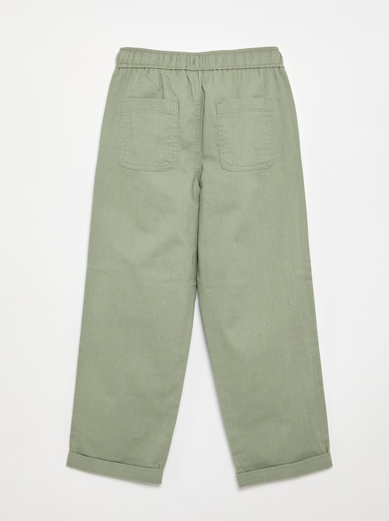 Pantalon en lin et coton Vert - Kiabi