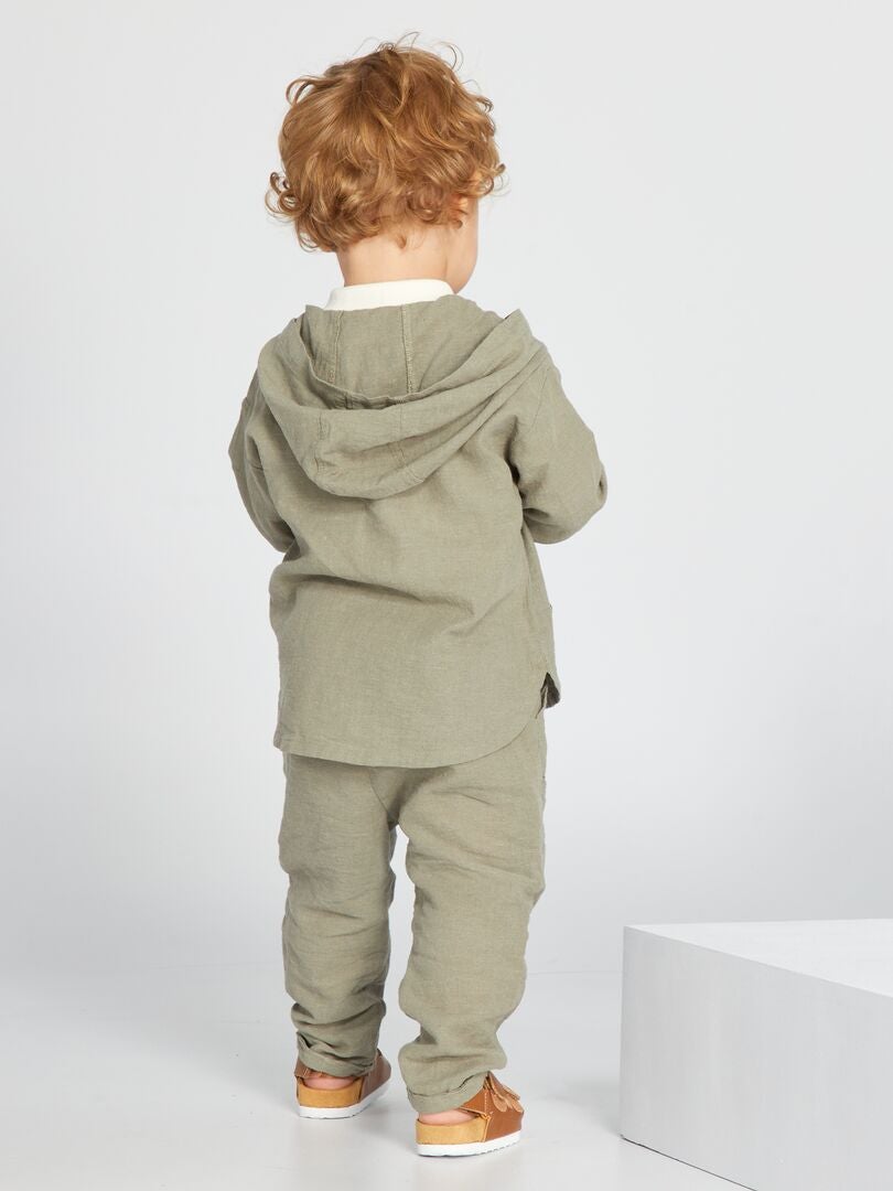 Pantalon en lin et en coton Vert - Kiabi