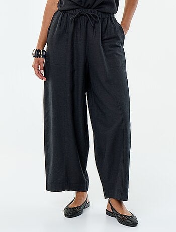 Pantalon en lin femme taille haute