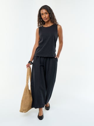 Pantalon en lin femme coupe barrel