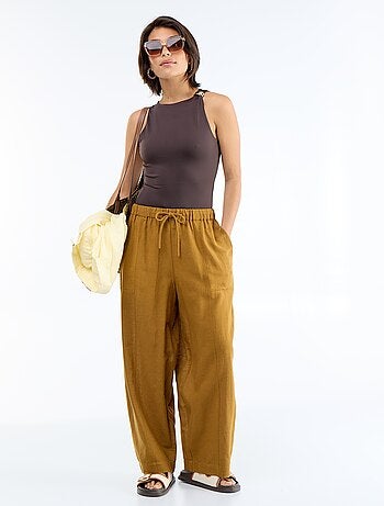 Pantalon en lin femme taille haute