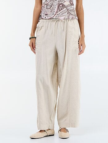Pantalon en lin femme taille haute