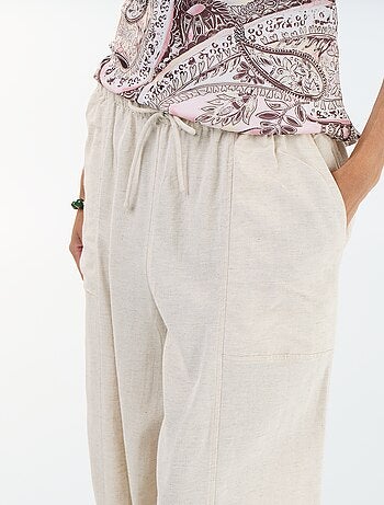 Pantalon en lin femme taille haute