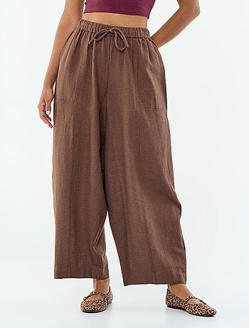 Pantalon en lin femme taille haute