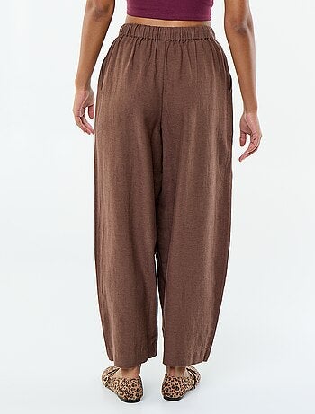Pantalon en lin femme taille haute