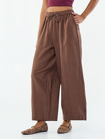 Pantalon en lin femme taille haute