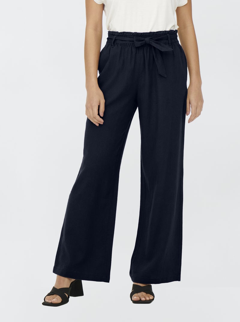 Pantalon en lin large 'JDY' Bleu - Kiabi