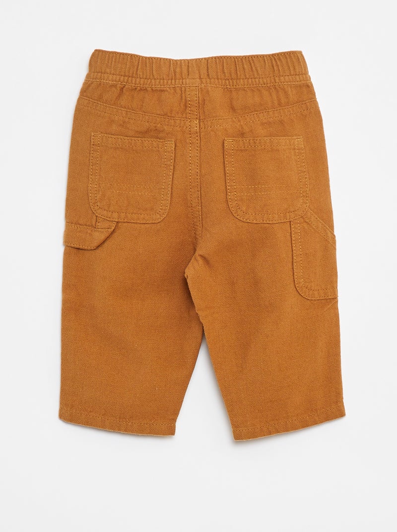 Pantalon en lin mélangé Beige - Kiabi