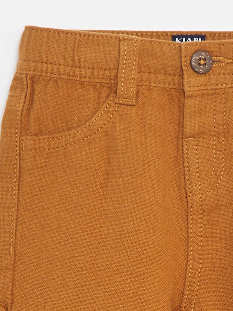 Pantalon en lin mélangé Beige - Kiabi
