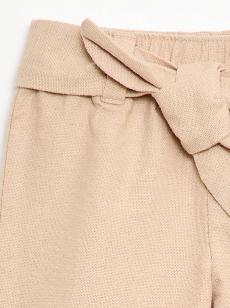 Pantalon en lin mélangé Beige - Kiabi
