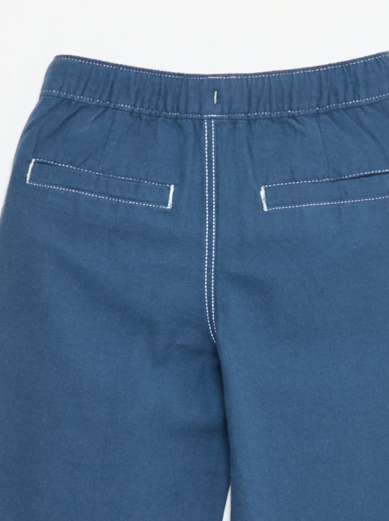 Pantalon en lin mélangé Bleu - Kiabi