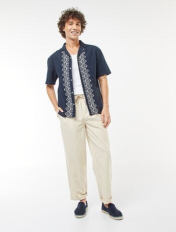 Pantalon en lin mélangé coupe droite